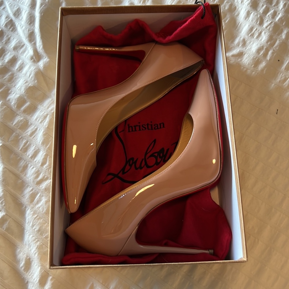 Christian Louboutin Kate 100m Patent Nude Heels